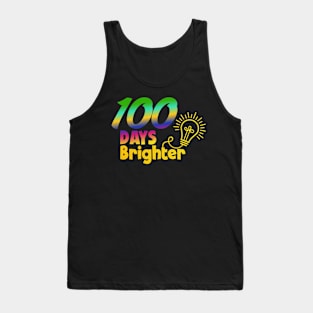 Happy 100th Day of School Shirt for Teacher or Child 100 Days Brighter Tank Top
